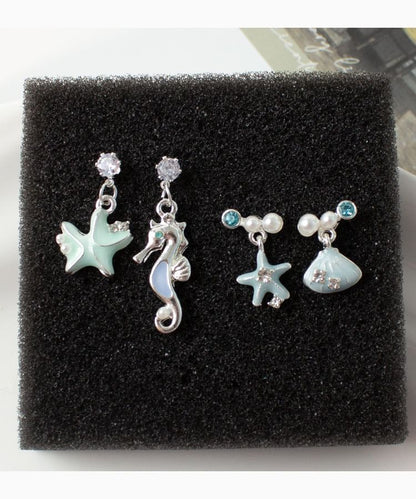 Asymmetrical Star Rhinestone Drop Earring / Clip-On Earring