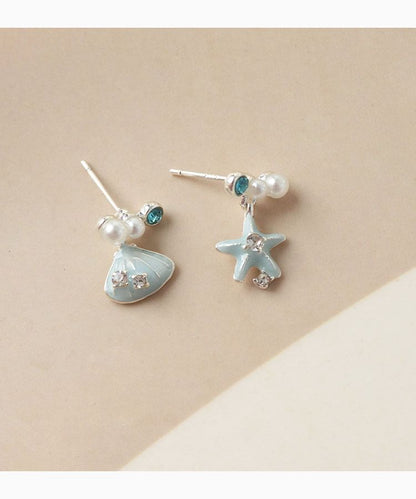 Asymmetrical Star Rhinestone Drop Earring / Clip-On Earring