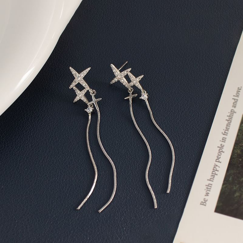 Rhinestone Star Dangle Earring / Clip-On Earring