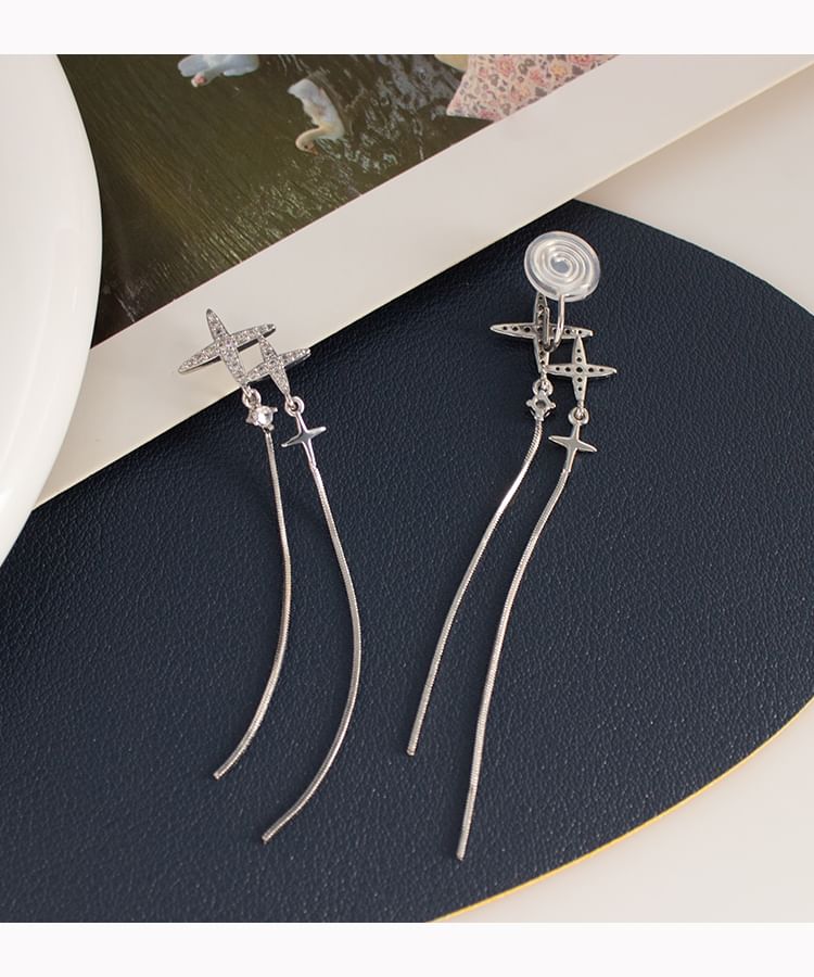 Rhinestone Star Dangle Earring / Clip-On Earring