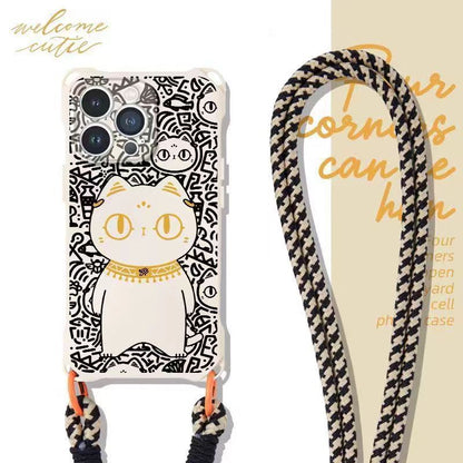 Cat Lanyard Phone Strap Set Case /