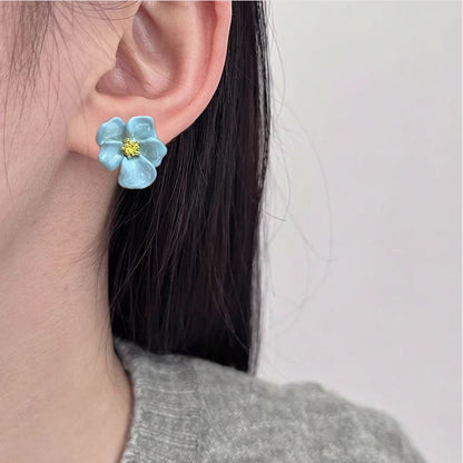 Floral Glaze Alloy Stud Earring / Ear Cuff