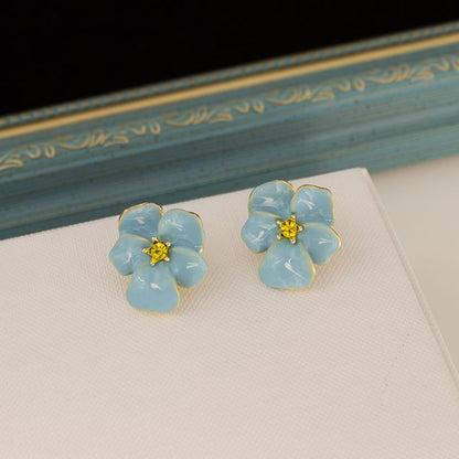 Floral Glaze Alloy Stud Earring / Ear Cuff