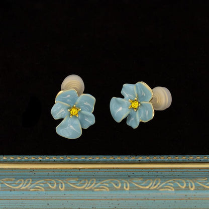 Floral Glaze Alloy Stud Earring / Ear Cuff