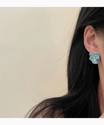 Floral Glaze Alloy Stud Earring / Ear Cuff