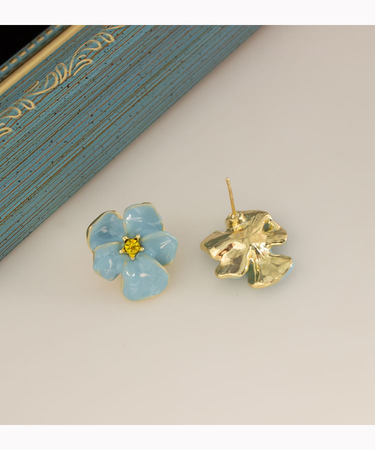 Floral Glaze Alloy Stud Earring / Ear Cuff