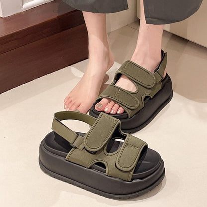 Slingback Sandals Plain Platform Adhesive Strap