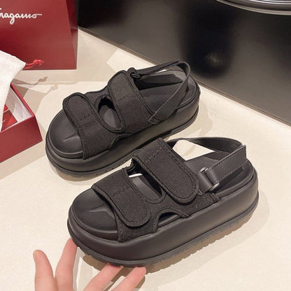 Slingback Sandals Plain Platform Adhesive Strap