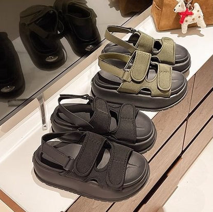 Slingback Sandals Plain Platform Adhesive Strap