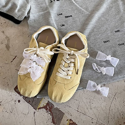 Faux Leather Plain Lace-Up Sneakers