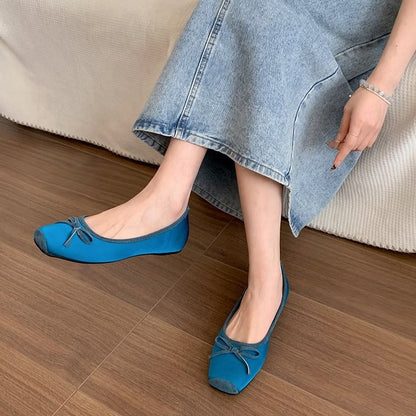 Square Toe Ribbon Accent Flats