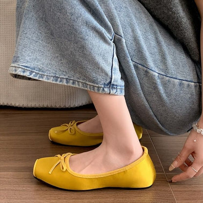 Square Toe Ribbon Accent Flats