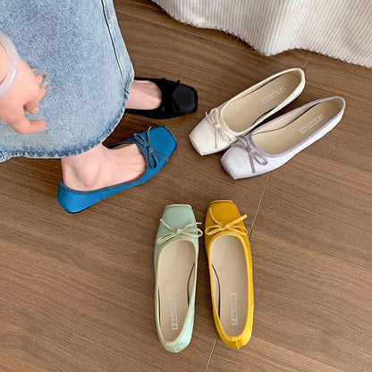 Square Toe Ribbon Accent Flats