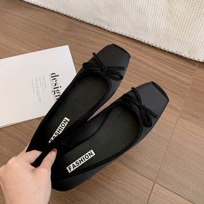 Square Toe Ribbon Accent Flats