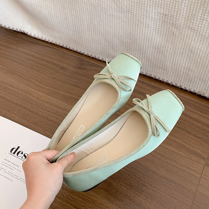 Square Toe Ribbon Accent Flats