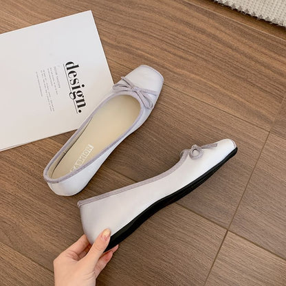 Square Toe Ribbon Accent Flats