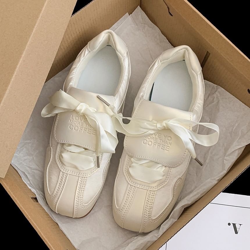 Lettering Ribbon Balletcore Sneakers