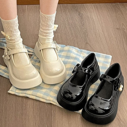 Faux Leather Platform Mary Jane Shoes