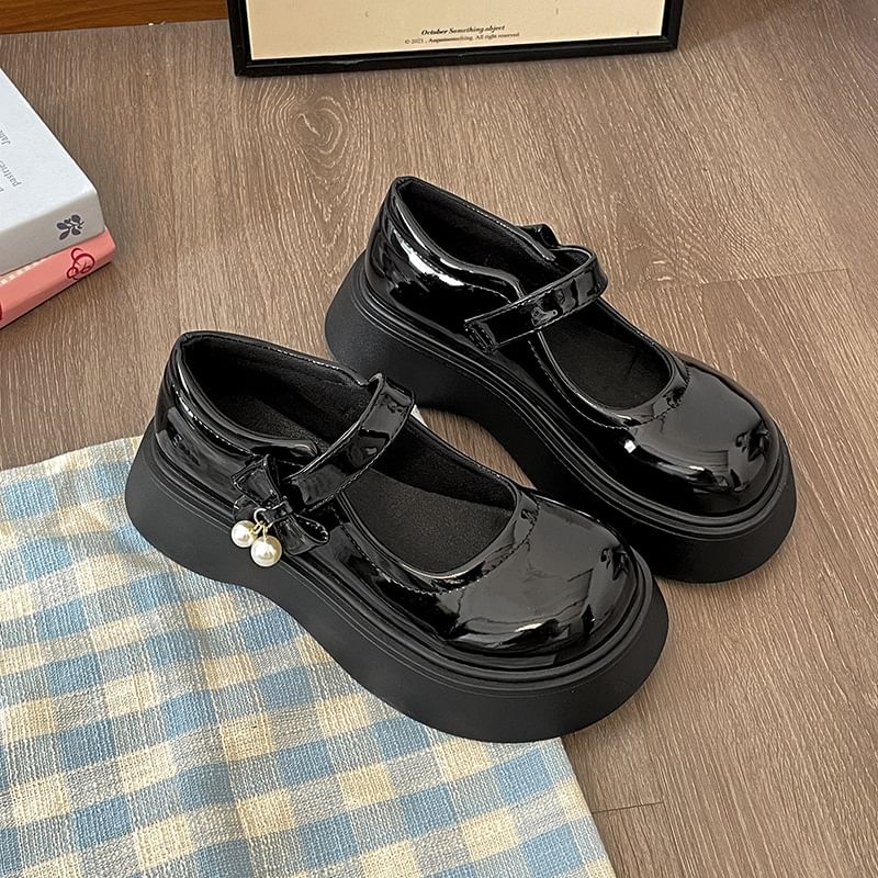 Faux Leather Platform Mary Jane Shoes