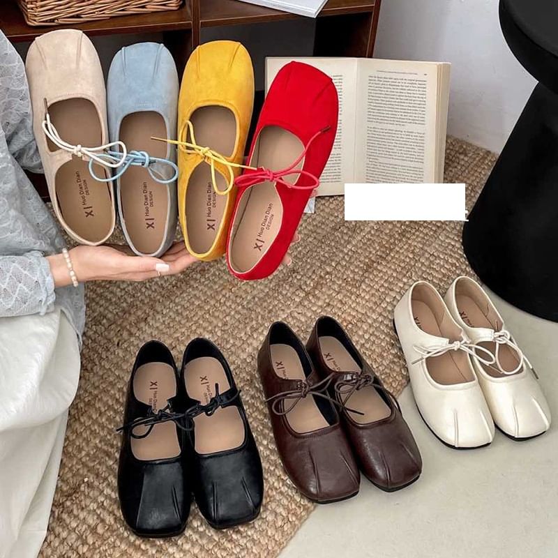 Square Toe Ribbon Flats