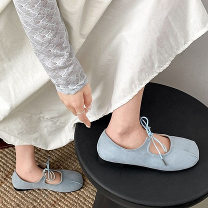 Square Toe Ribbon Flats