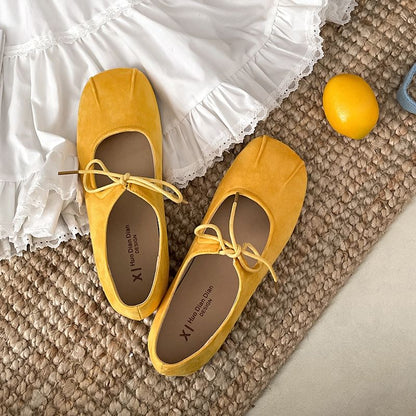 Square Toe Ribbon Flats