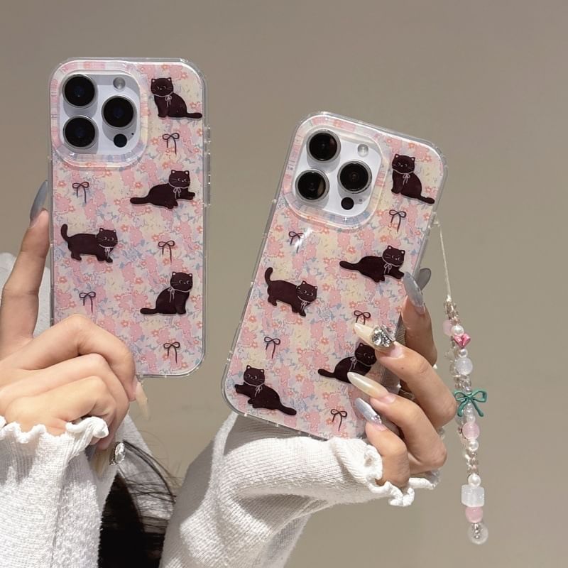 Floral Cat Phone Case / Strap / Set