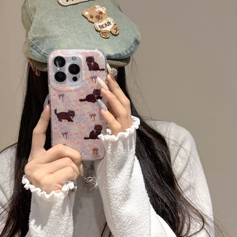 Floral Cat Phone Case / Strap / Set