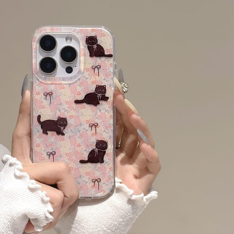 Floral Cat Phone Case / Strap / Set