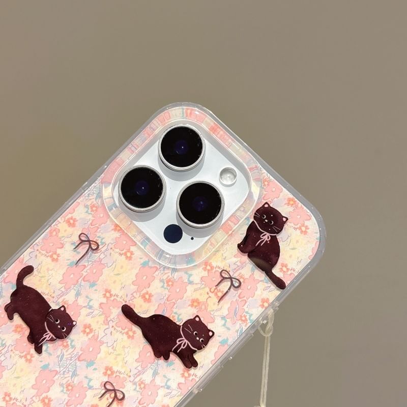 Floral Cat Phone Case / Strap / Set