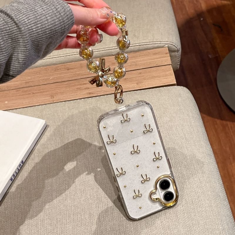 Metallic Bow Phone Case / Strap / Set