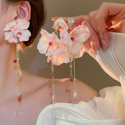 Floral Fabric Alloy Dangle Earring (Various Designs)