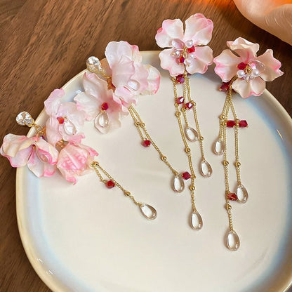 Floral Fabric Alloy Dangle Earring (Various Designs)