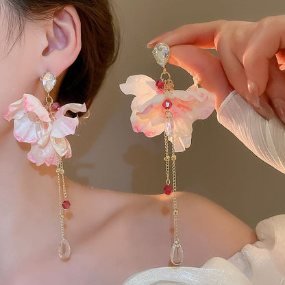 Floral Fabric Alloy Dangle Earring (Various Designs)