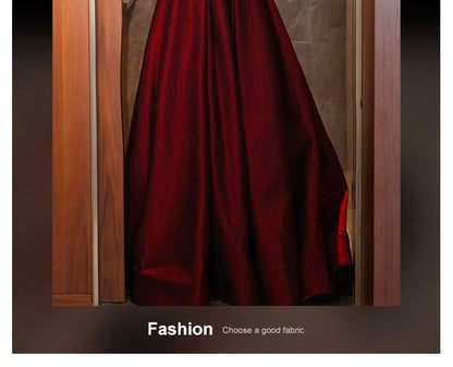 Maternity Short-Sleeve Off-Shoulder Glitter Ruched A-Line Evening Gown