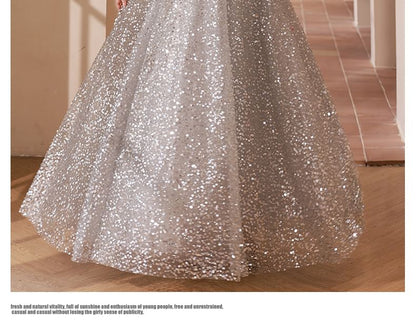 Halter Neck Sequin Cutout A-Line Evening Gown