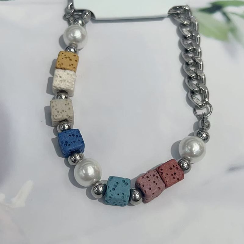 Volcanic Stone Stainless Steel Bracelet
