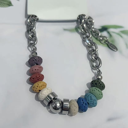 Volcanic Stone Stainless Steel Bracelet
