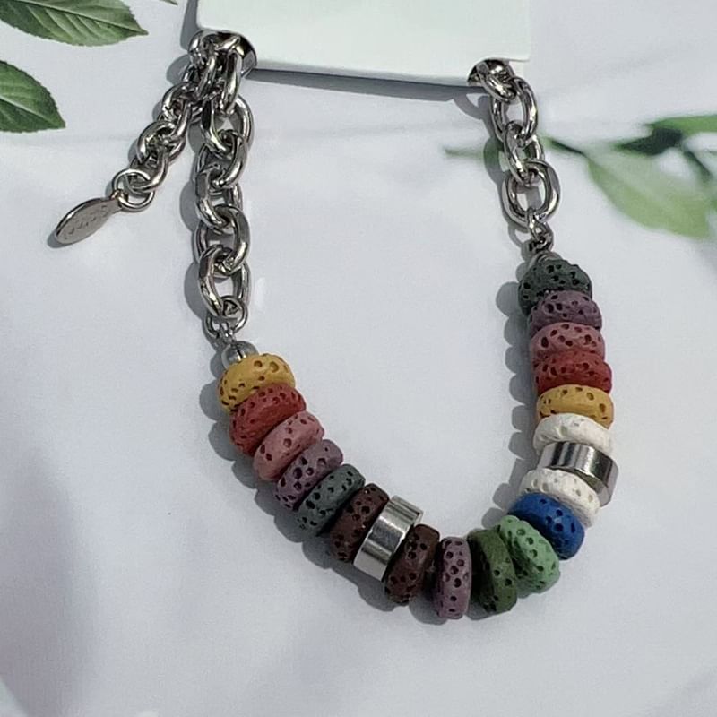 Volcanic Stone Stainless Steel Bracelet