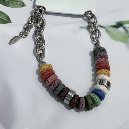 Volcanic Stone Stainless Steel Bracelet