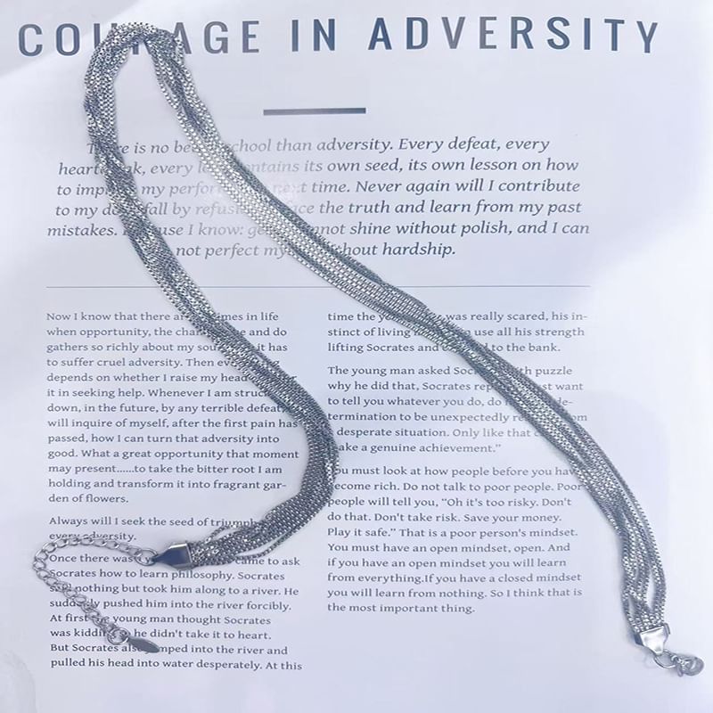Layered Alloy Necklace and Bracelet Set