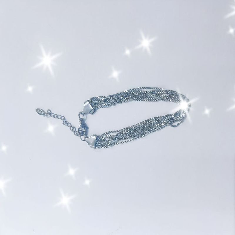 Layered Alloy Necklace and Bracelet Set