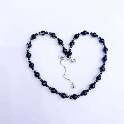 Gemstone Bead Necklace & Bracelet Stainless Steel