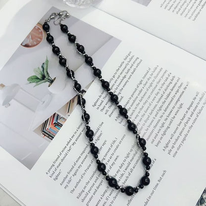 Gemstone Bead Necklace & Bracelet Stainless Steel