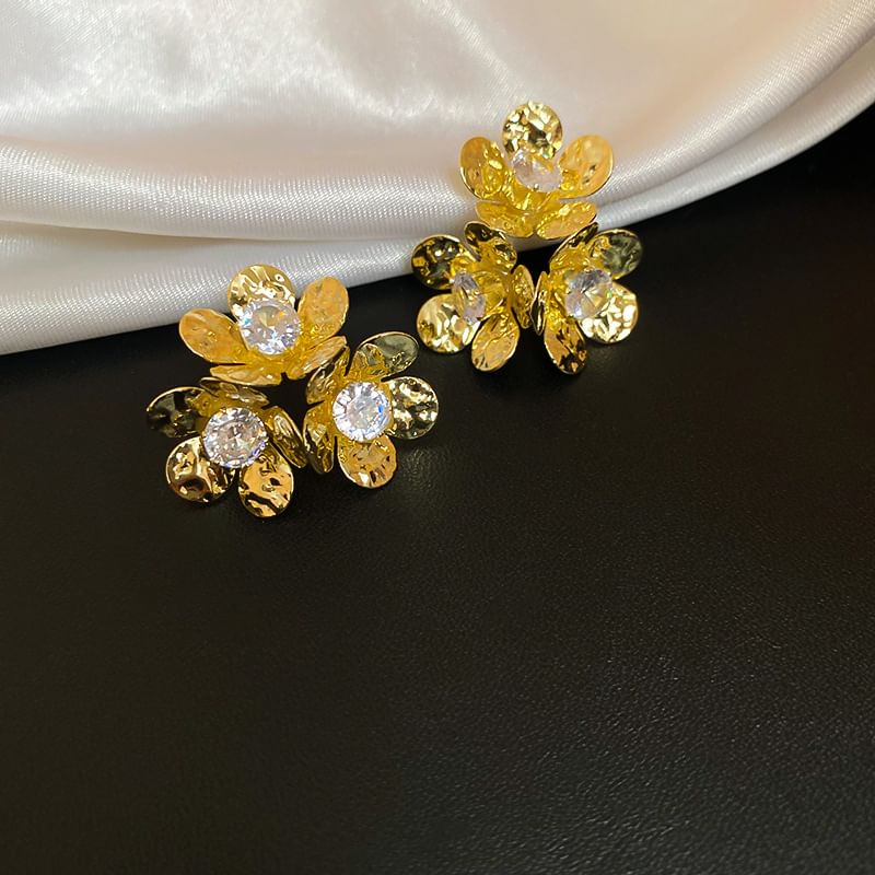Statement Alloy Floral Earring Rhinestone