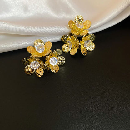 Statement Alloy Floral Earring Rhinestone