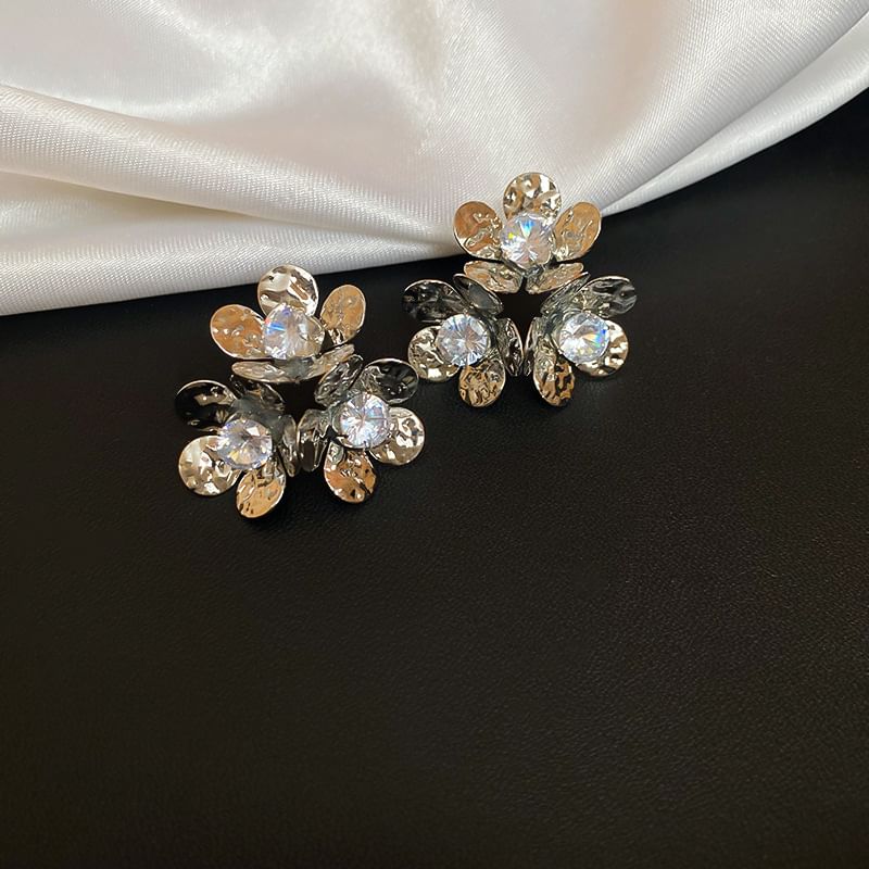 Statement Alloy Floral Earring Rhinestone