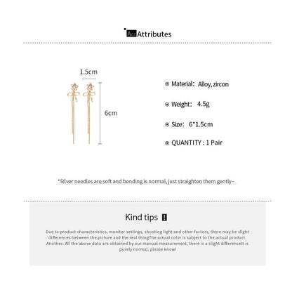 Star bow Rhinestone Alloy Threader Earring