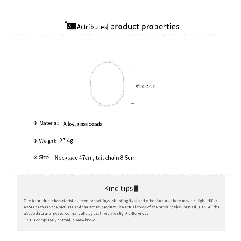 Glass Bead Station Alloy Choker / Bracelet