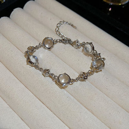 Glass Bead Station Alloy Choker / Bracelet